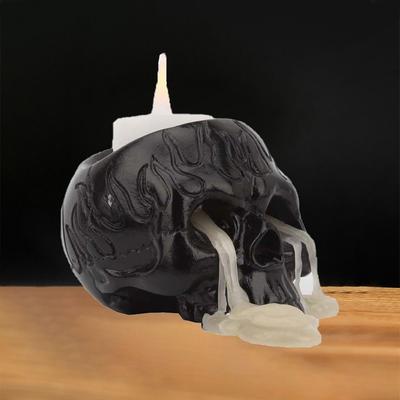Portavelas de Calavera Gótico Único Artesanía Esqueleto Negro Adornos Candelabro Exquisito de Resina Halloween