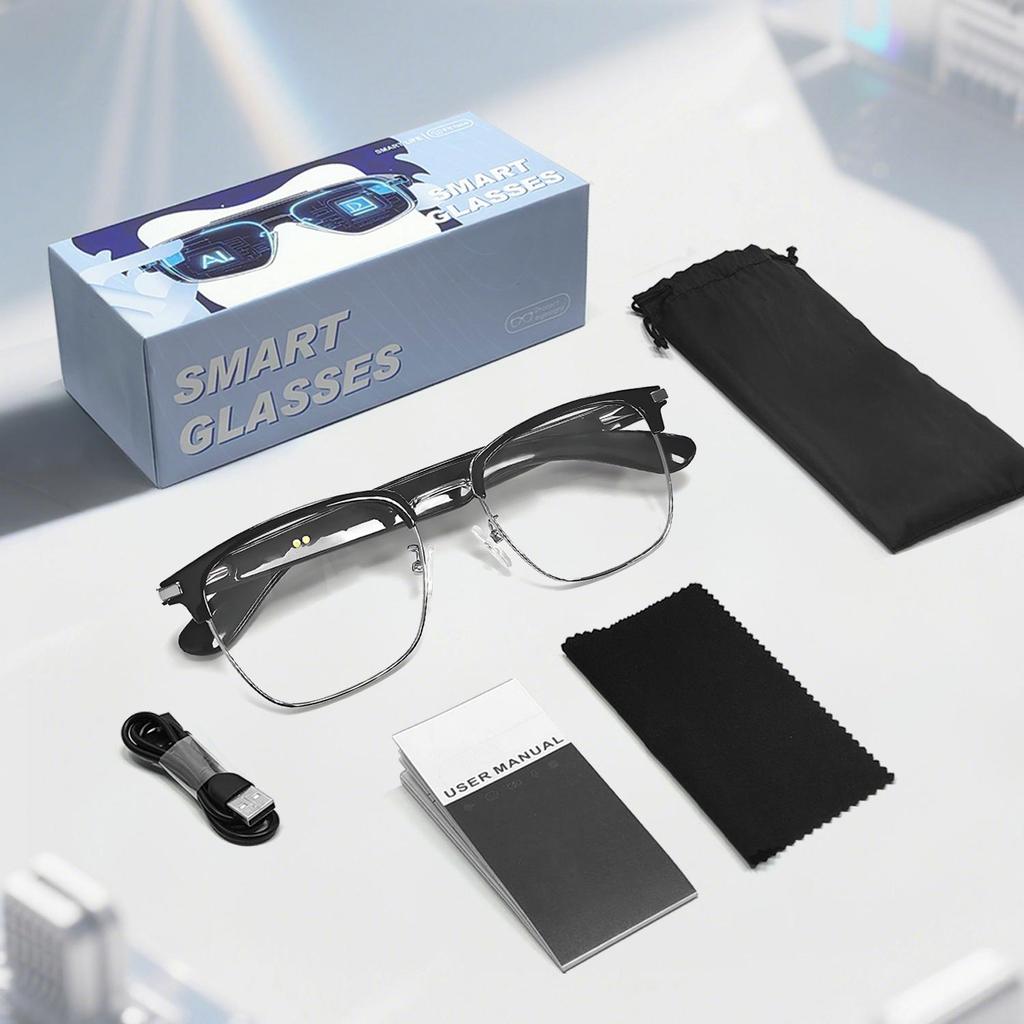 KI Bluetooth Smart Glasses mit automatischer Ein-/Aussch-Funktion, Metall-Federgelenke, Musik- & Anrufsensoren