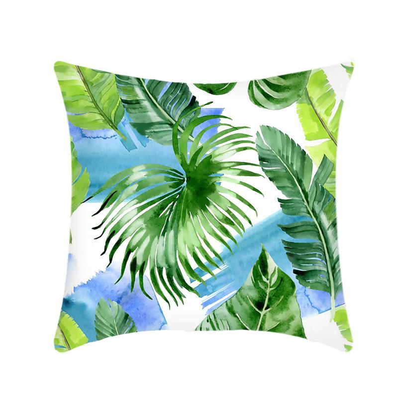 New Nap Pillow Green Leaves Sofa Plush Pillow Case Home Summer Cushion