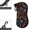 2D-Vintage Floral Art Print Zipper Glasses Case, Decorative Botanical Pattern Sunglasses Case, Protective Eyewear Container for Travel and Gift
