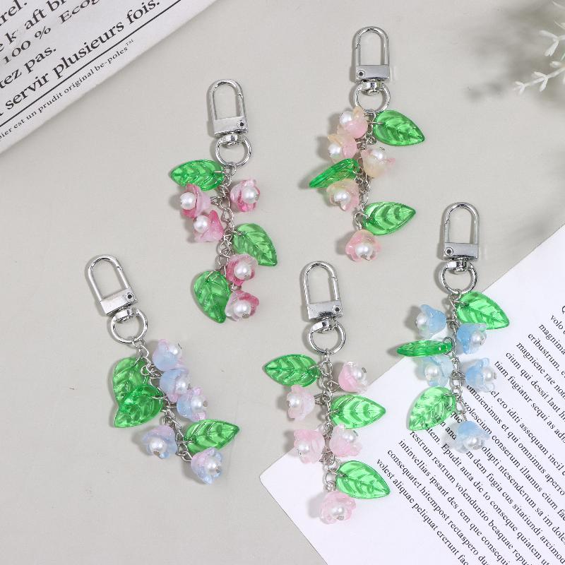 Y2K Aesthetics Lily Of The Valley Keychain Exquisite Flower Keyring Bag Pendant Sweet Girly Phone Lanyard Holiday Gifts