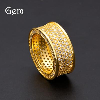 Trendy Hip-hop Ring Men's 18K Gold Diamond-encrusted Guochao Niche Design Ring