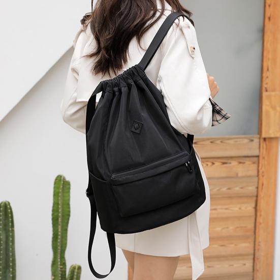 Drawstring Backpack Water-Resistant Gym Bag Unisex Solid Color Schoolbag for Women Men Beach Swim School Travel