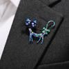 Geometric Dripping Oil Cat Brooch Rhinestone Metal  Animal Pin Vintage Enamel Brooch  Women