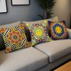 Mode Retro Karomuster Sonne Geometrie Kunst Bequemer weicher Kissenbezug für Sofa Wohnzimmer Heimbüro Deko Schutzhüllen