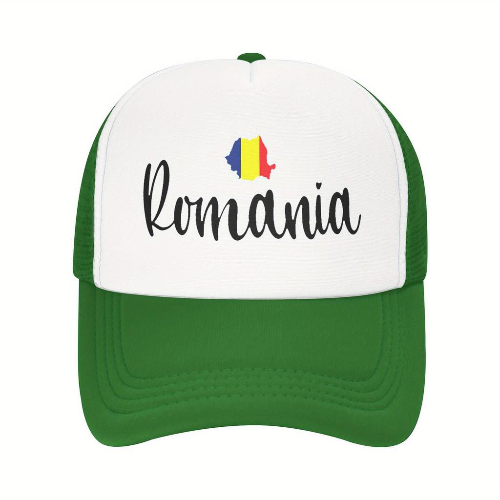 Romania Map Print Trucker Hat Breathable Mesh Adjustable Snapback Cap Casual Adult Gift