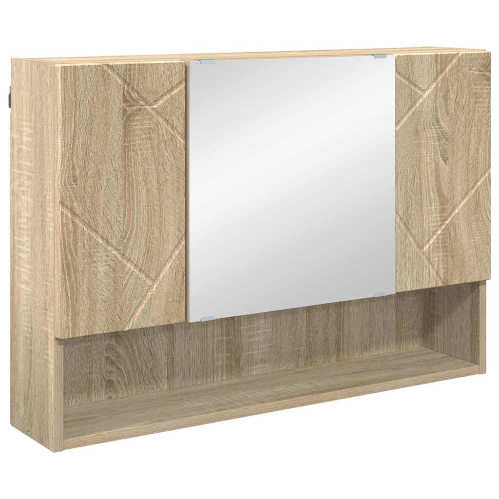 Mirror Cabinet Sonoma Oak 80 X 17 X 55 Cm Engineered Wood