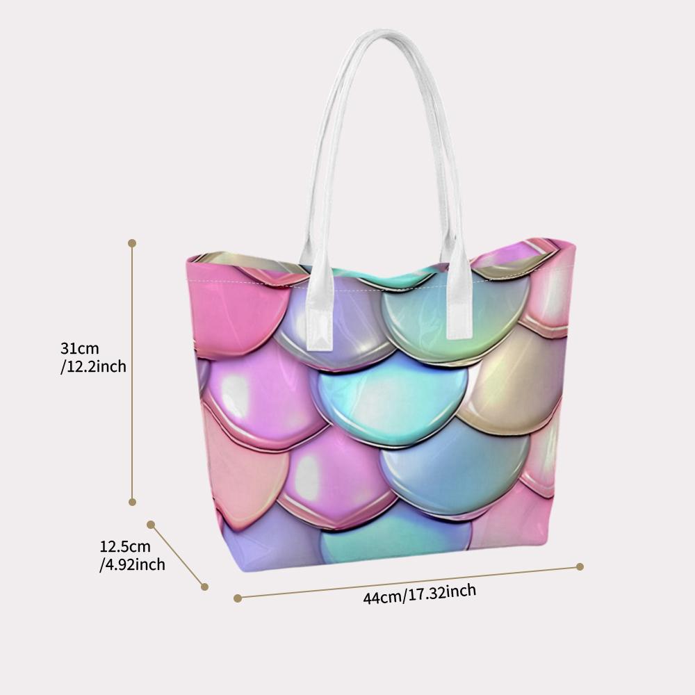 Gradient Mermaid Scale Tote Bag Fashion Portable Casual Daily Shoulder Handbag for Women