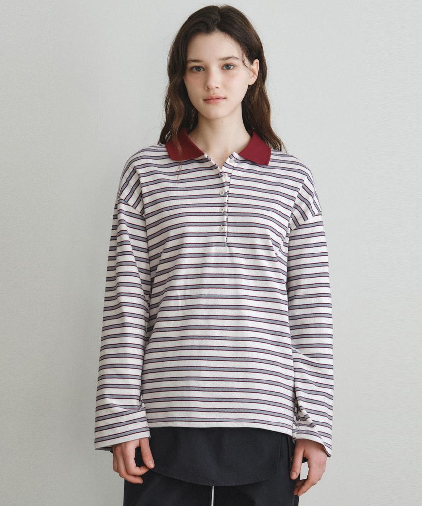 Wednesday Oasis For Woman Tommy Striped Collared T-Shirt_Red(W26Tp13)