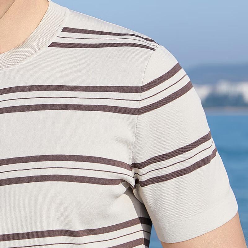 Men's 80S Long-Staple Cotton Striped Round Neck T-Shirt
