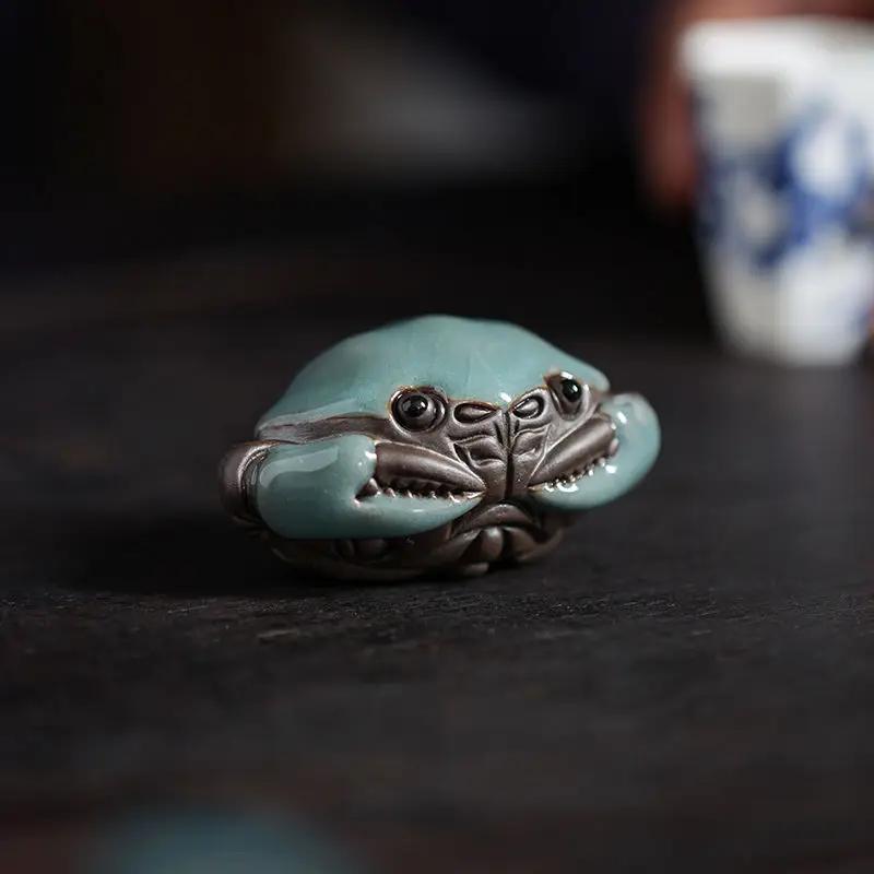 Creative Tea Table Decorations Ceramic Small Crab Tea Pet Ornaments Ge Kiln Handmade Toys Crabs Can Be Raised for Tea Play