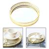 Metal Round Serving/Dressing Table Decorative Tray With Mirror Glass Base