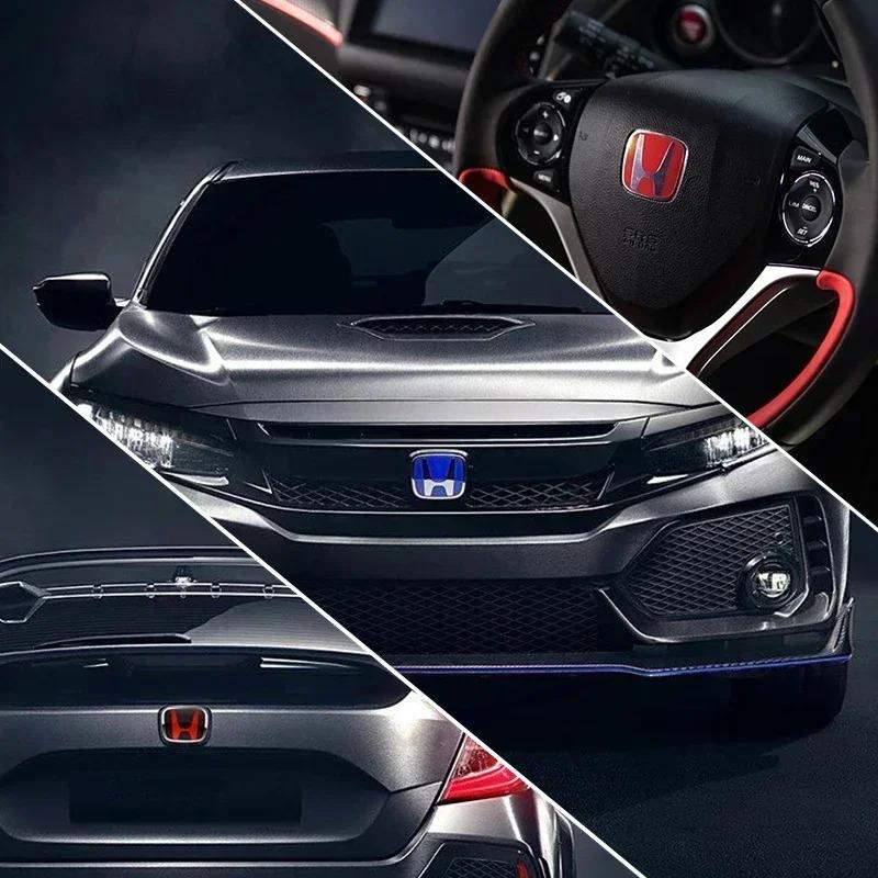 H 1PCS For Honda Fit City Accord Fit VEZEL HRV Odyssey H Emblem Badge Car Hood Grill Rear Trunk Steering Wheel Logo Accessories