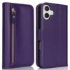 Applicable To iPhone16 Leather Case 17Pro Zipper Wallet Multi-card Oblique Span Protective Case S24Ultra Multi-function