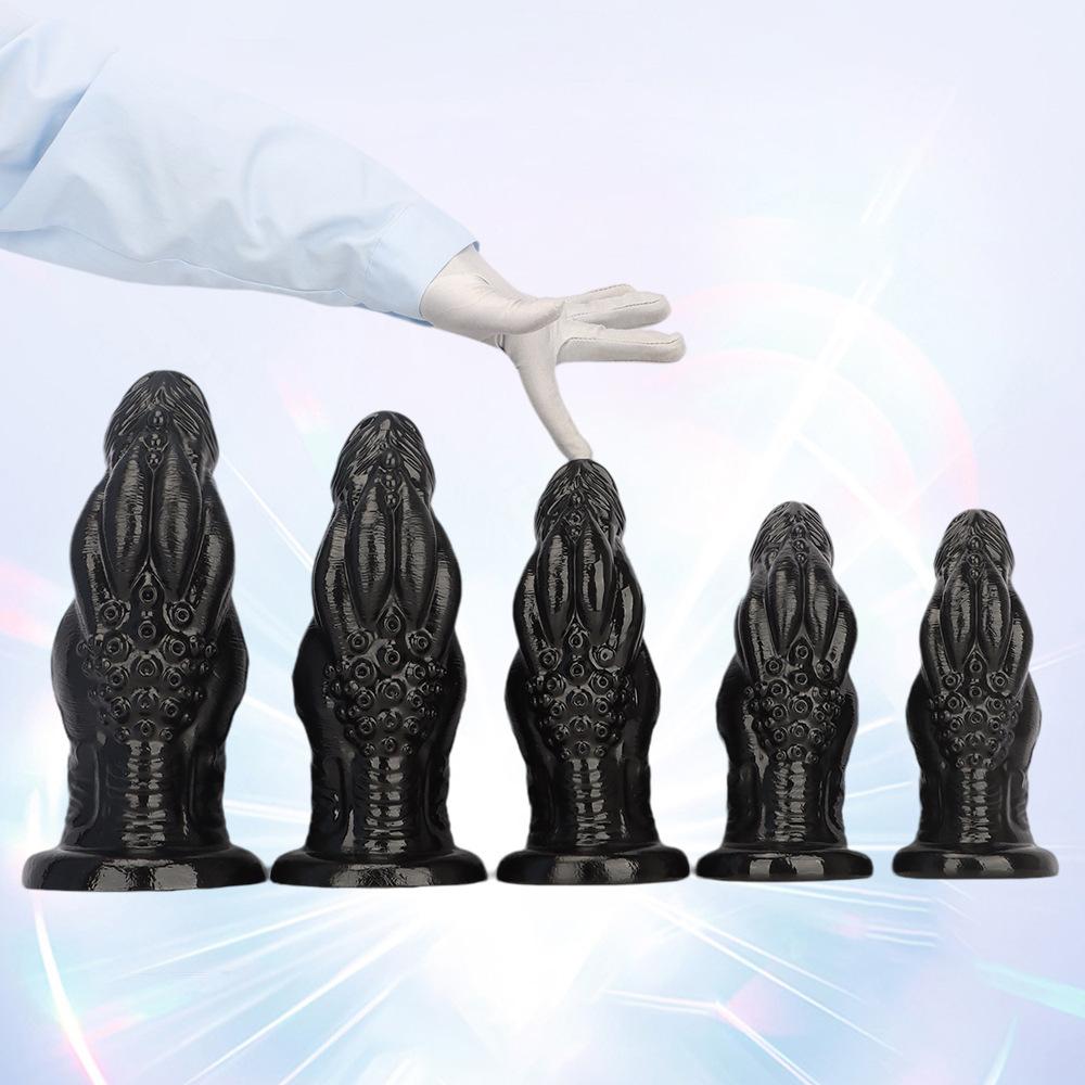 Black PVC Extra Long Anal Plug Dildo Sex Toy Masturbator for Men and Women Strap On Penis Realistic Dick