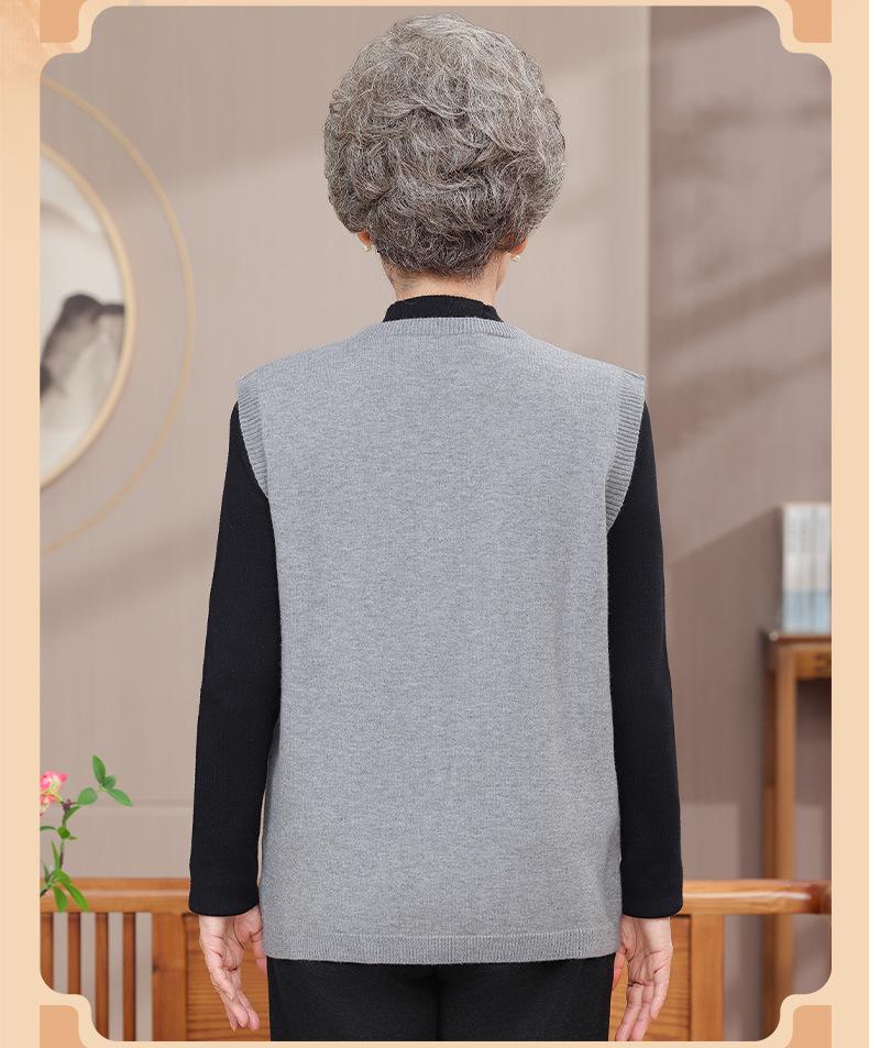 Autumn & Winter Fashion Vest and Cardigan for Middle-aged & Elderly Women - Plus Size V-neck Jacket