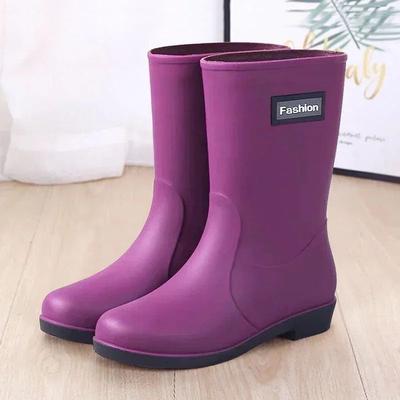 Bottes de Pluie Mi-Mollet pour Femmes Imperméables Antidérapantes PVC Chaussures Adultes Résistantes aux Odeurs Bottes de Pluie pour Dames Chaussures Confortables
