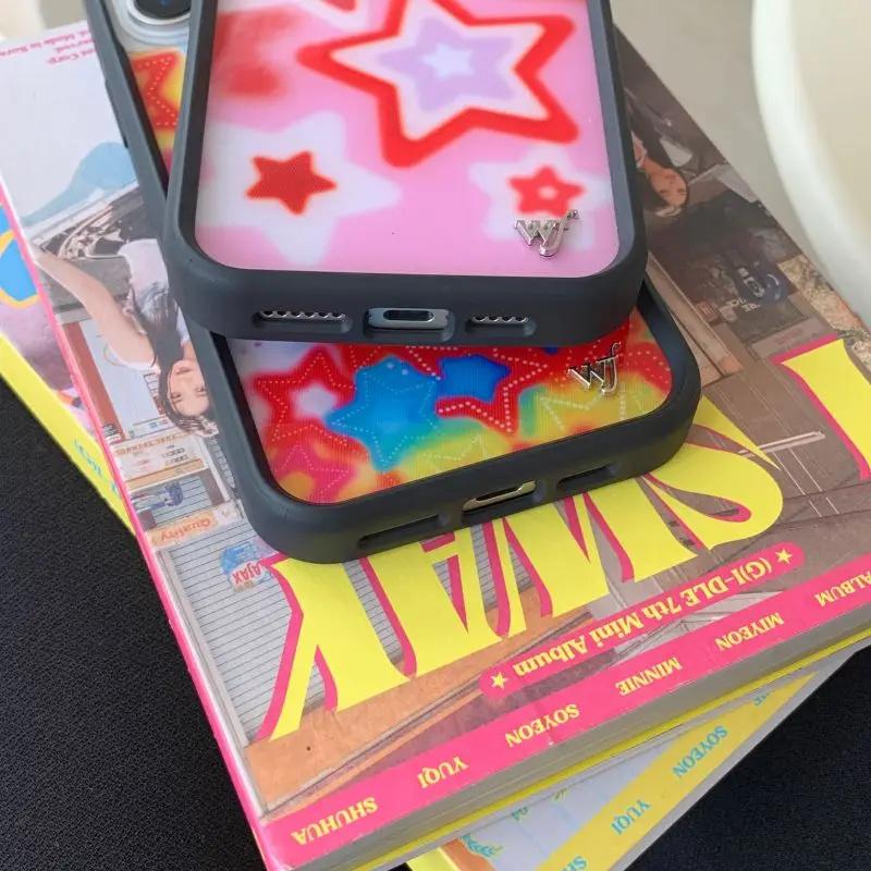 Wildflower 3D Mice Friends wf Anti-Fall Phone Case for iPhone 16 15 14 13 12 Pro Max Plus 16pro WF Red Dream Star Cartoon Cover