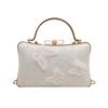 2025 new women's bag white portable small square bag new Chinese jacquard sweet wind butterfly bridal bag dinner bag