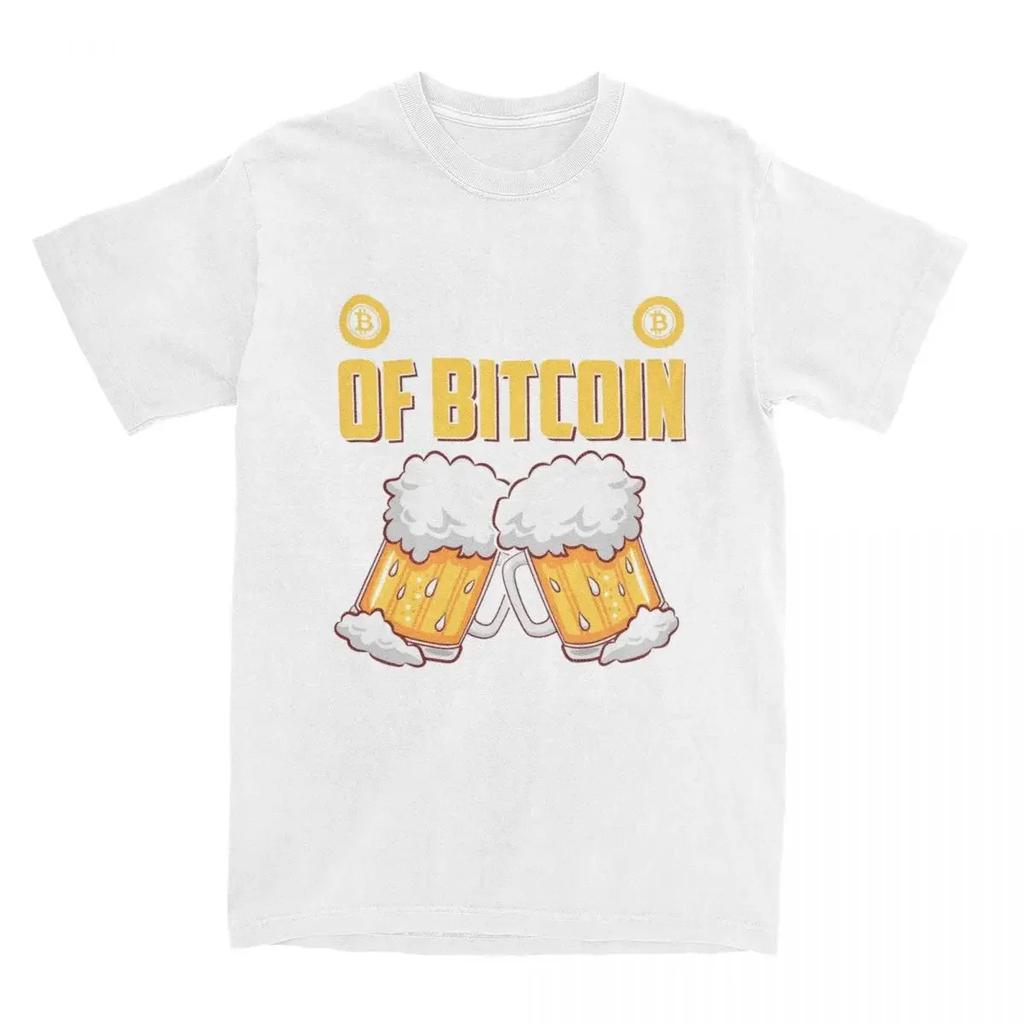 Awesome The Beer Of Bitcoin T-Shirts Men Round Neck  T Shirt Cryptocurrency BTC Crypto Short Sleeve Tee Shirt Clothing