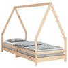 VidaXL Cadre de Lit pour Enfants, Lit Simple avec Sommier à Lattes, Meuble de Chambre à Coucher, Scandinave, Marron 90x200 834483