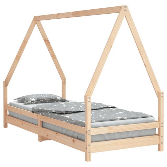 VidaXL Cadre de Lit pour Enfants, Lit Simple avec Sommier à Lattes, Meuble de Chambre à Coucher, Scandinave, Marron 90x200 834483