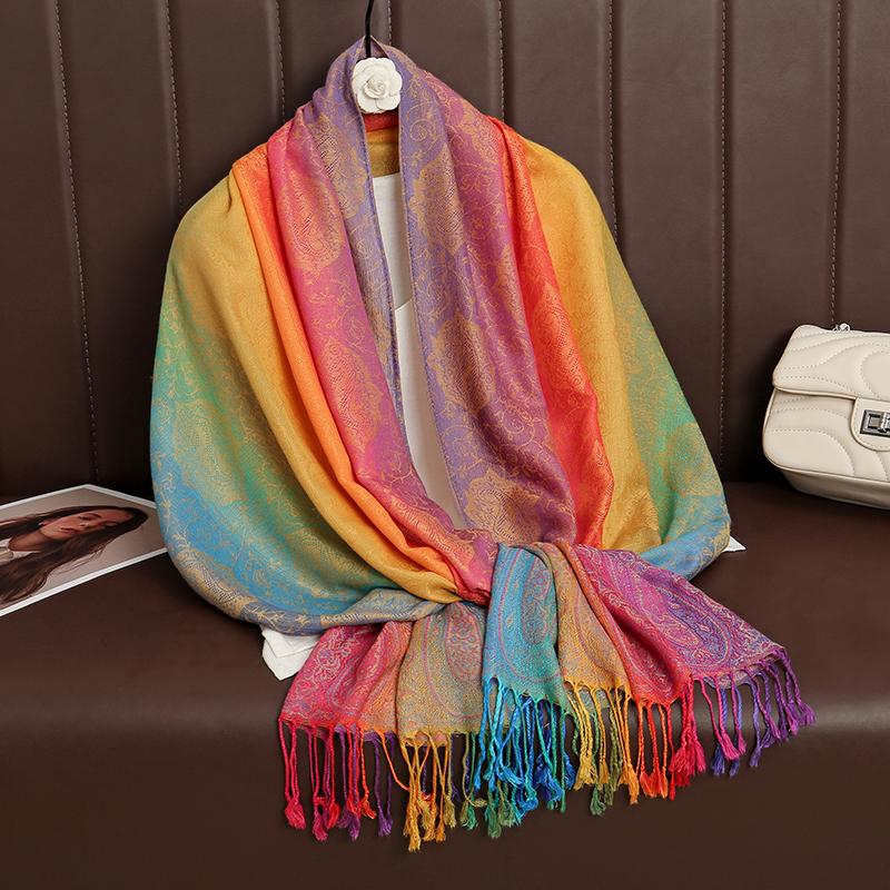 Luxury Brand Cashmere Women Scarf Printed Winter Warm Shawl and Wraps Pashmina Bandana Long Jacquard Paisley Female Foulard