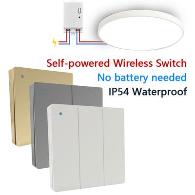 Wandschalter Selbstversorgend Fernbedienung Keine Batterie Kein Kabel Ip54 Wasserdicht Innen Weiß Grau Gold Lampe Kabelloser Schalter
