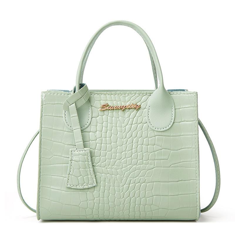 Damen Umhängetasche Krokodilmuster Buchstabe Korean Edition Label Candy Farbe Anhänger Farbe Platin Tasche