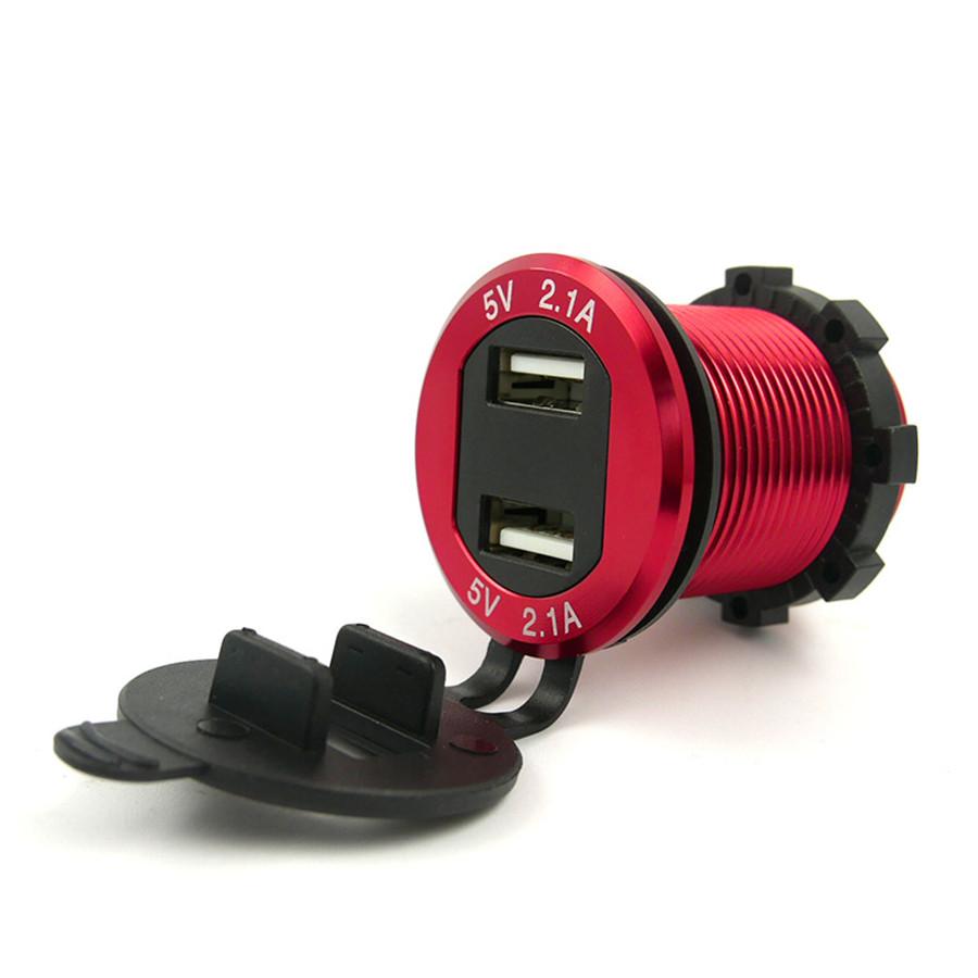 Dual Port USB Car Cigarette Lighter Charger Socket w/ Red LED Digital Voltmeter
