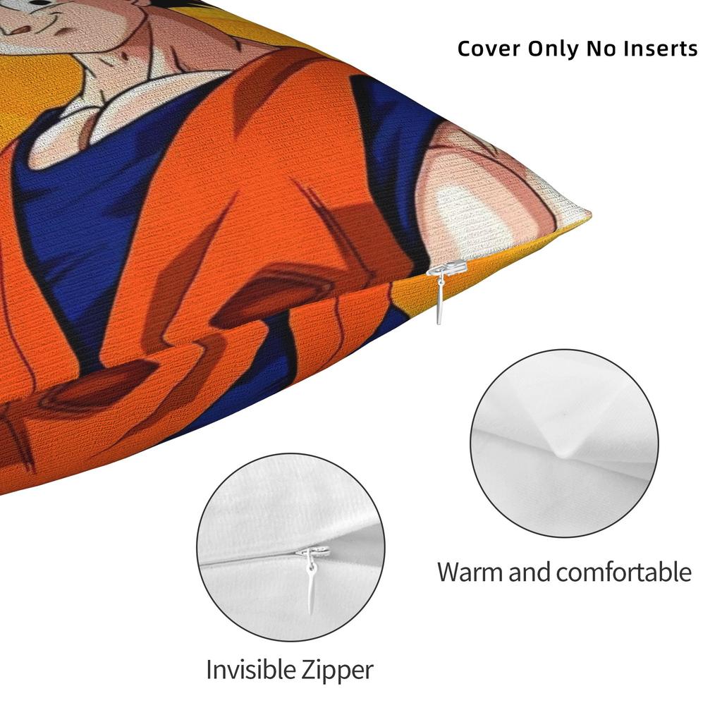 Dbz Pillowcase Polyester Cushion Cover Decoration Goku Throw Pillow Case Cover Home Square 40*40Cm