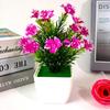 Plastic Lily Cherry Blossom Rose Flowers Potted Plant For Decor Home