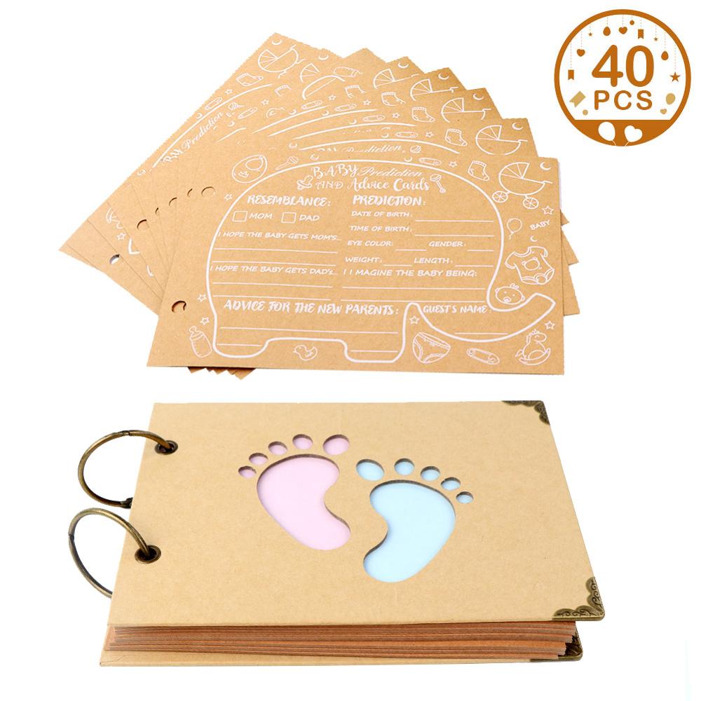 Baby Guest Book Signature Elephant Design Kraft Paper Guestbook Advice Cards Birthday Party Decoration Children DIY Photo