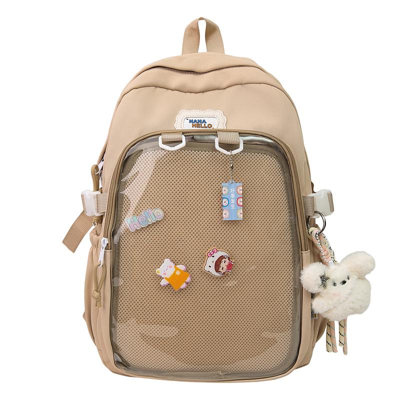Students Large Capacity Transparent Pocket School Bag Casual Kawaii Ita Backpack Cute Aesthetic Daypack for Teen Girls