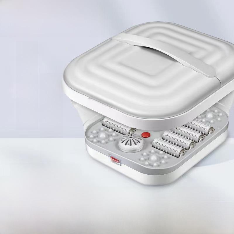 Pediluvio Riscaldato Portatile con Design Pieghevole e Massaggio a Rulli