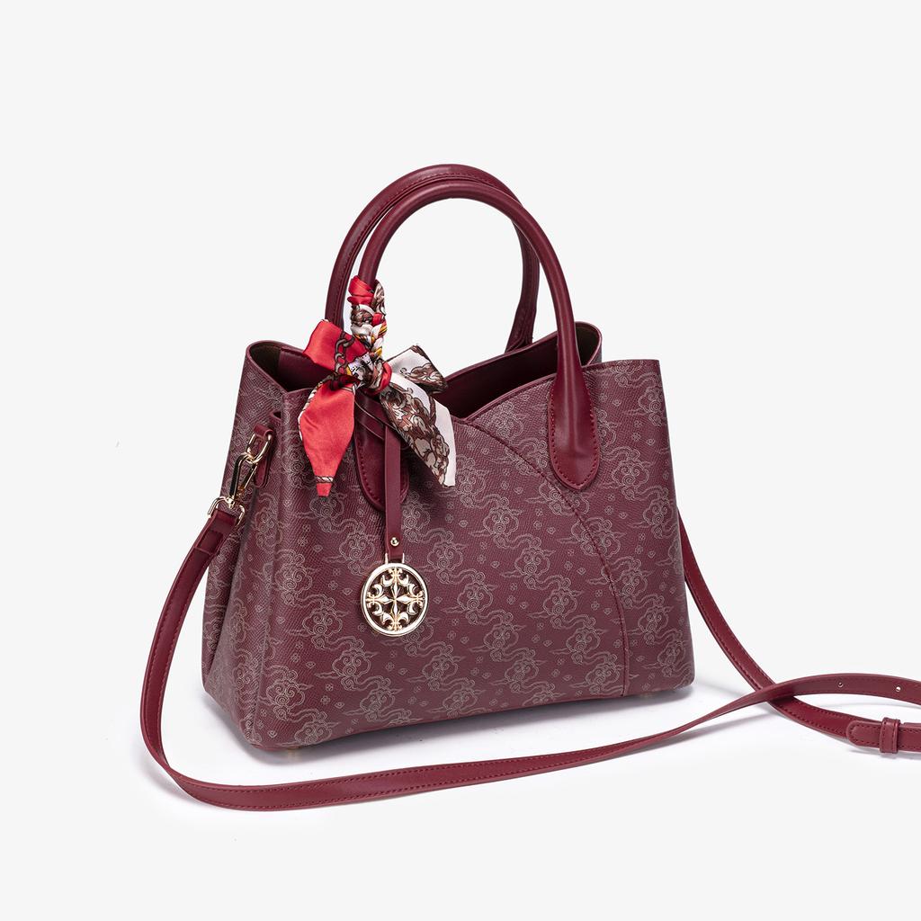 Red Large Capacity Shoulder Big Bag Women's High-end Sense Retro Tote Medieval Bride Wedding Bag Women's Bag