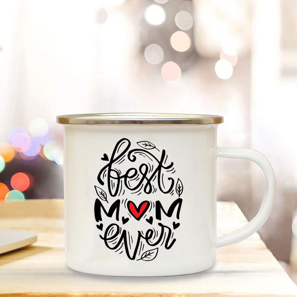Emaille-Tassen „Best Mom Ever“ – Muttertagsgeschenk für Mama, Geburtstagsgeschenke für Mama, Tasse „Best Mom Ever“ – Kaffee-/Teetassen für Mama, Trinkbecher für Mutter