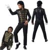 Nouveauté Garçons Années 70 80 Pop Scène Super Star Chanteur Halloween Cosplay Michael Jackson Veste Militaire Noire Pour Enfants