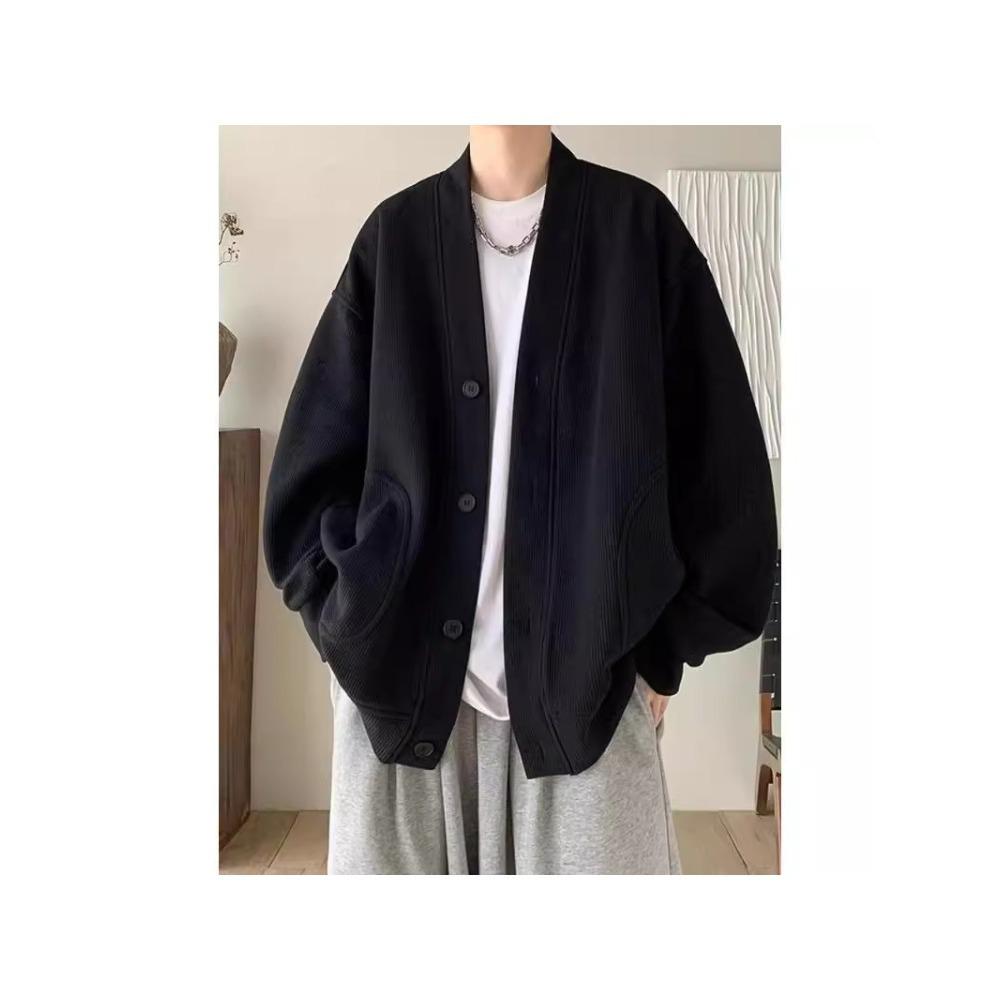 Men's Casual Waffle Knit Jacket for Spring/Autumn