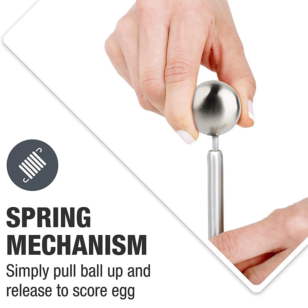 Egg Cracker Topper Set Stainless Steel Soft Hard Boiled Eggs Separator Holder with Spoons Kitchen Egg Tools
