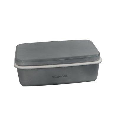 Yamanaka Lacquerware Bento with Inner Made In Nicenosh Lunch Microwave and Dishwasher Box, 550ml, Lid, Rectangular, Gray, Japan, Box, Safe, C18240-8