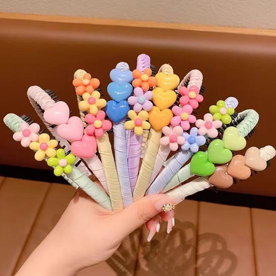 Baby Headband Anti-Slip Toothed Comb Soft 3D Heart Flower Decoration Hair