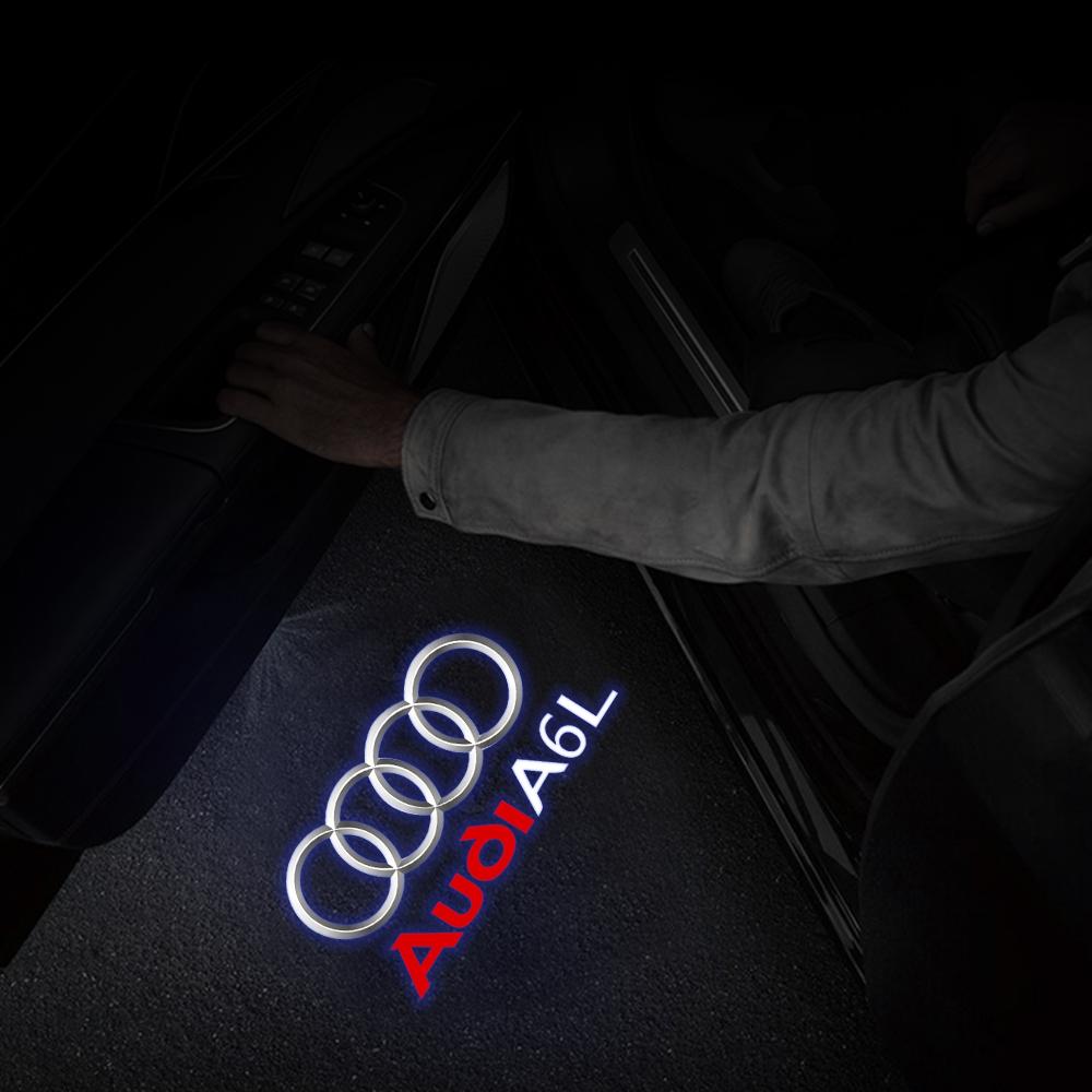 For Audi C5 2Pcs LED Car Courtesy Welcome Logo Projector Light Door Lamp for AUDI Q3 Q5 Q7 A4L RS TT S3 S5 S6 Quattro Sline A6L A3 A5 A7 A8L