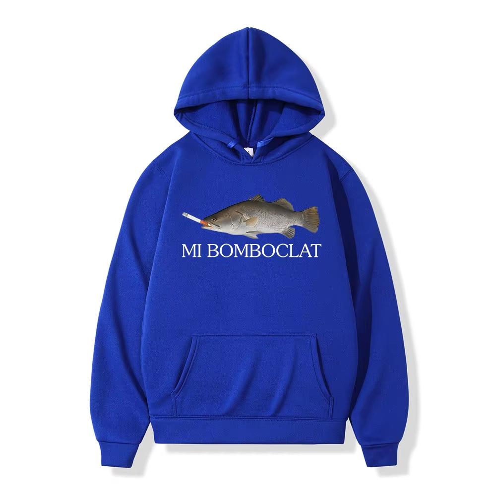 Funny Bomboclat Fish Smoking Meme Hoodies Men Women Clothing Pullovers Fashion Hip Hop Oversized Hoodie Casual 2026 Comfortable Breathable