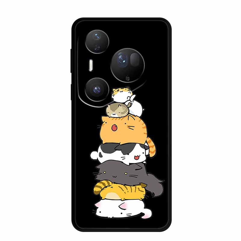 For Huawei Pura 80 Ultra 5G Case Coque Cartoon Cat Painted Black Silicone Soft Back Cover For Huawei Pura 80 Ultra Cases Shells