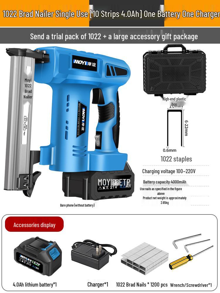 Rechargeable Electric Nail Gun, F30 Brad Nailer & Stapler, with Lithium Battery for Woodworking.