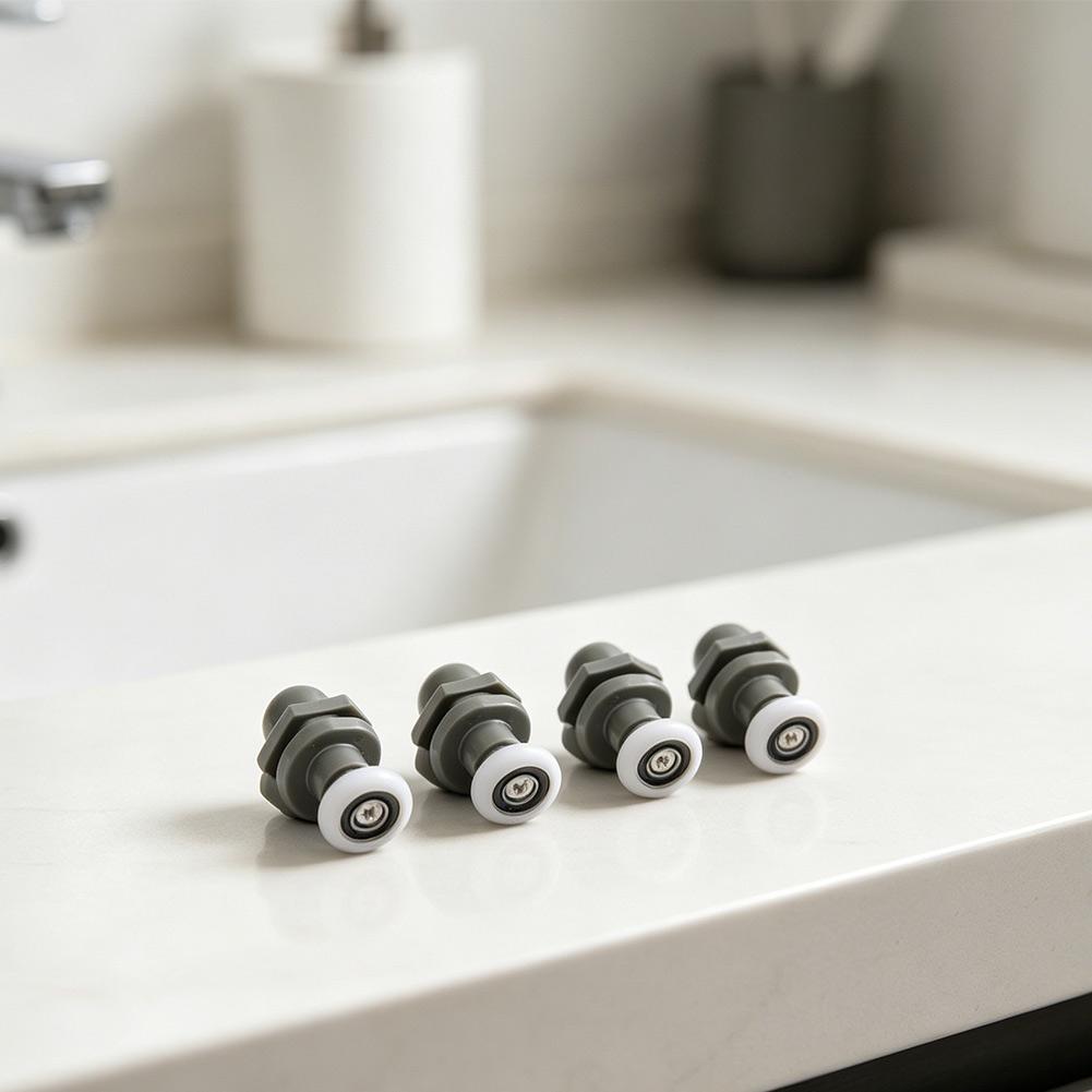 4pcs Shower Door Rollers for Frameless Glass Shower Doors with Reinforced Nylon Wheels and Sturdy Aluminum Alloy Core