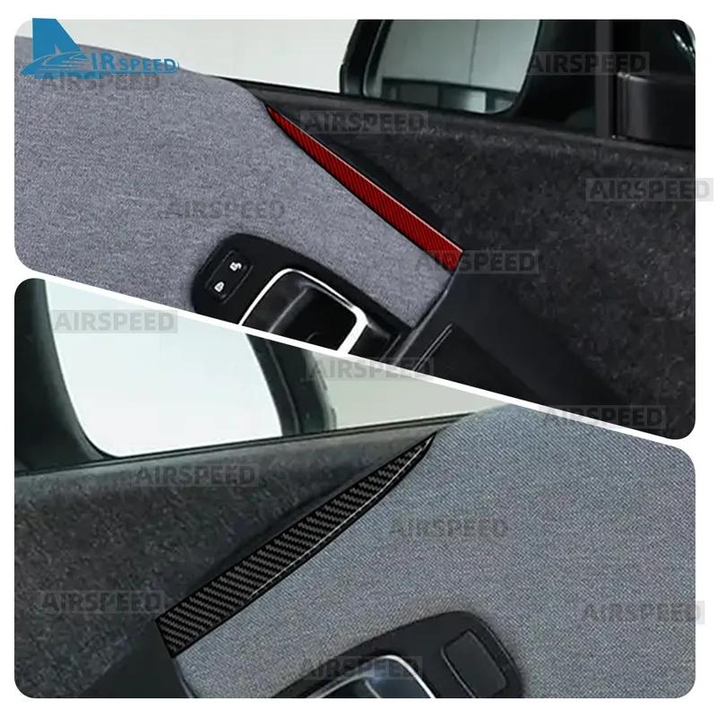 2pcs Real Soft Carbon Fiber LHD RHD For BMW i3 2013- Accessories Car Door Speaker Above Decor Trim Panel Sticker Interior