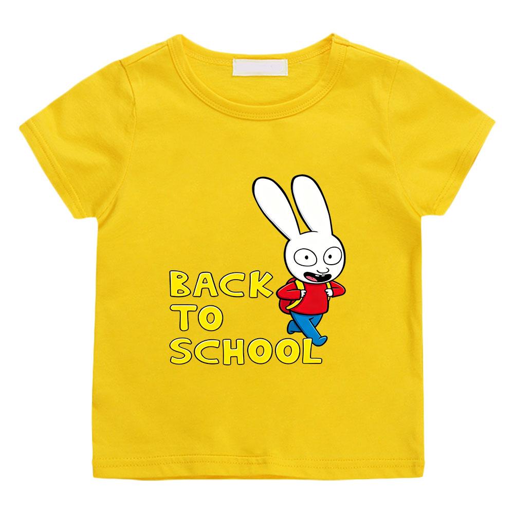 

100%Cotton Simon Super Rabbit Cartoon Children s T-shirt Cute Boys Hip Hop Girls Anime Print Kids Tops Casual O-neck Tees Summer 160 жовтий