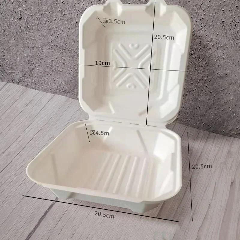 Disposable Pulp Lunch Box Thick Environmentally Friendly Rice Takeaway Packaging Rectangular Connected Fast Food Boxs